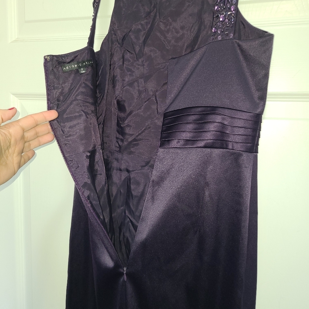 Antonio Melani Stunning Beaded Semi Formal Dress SIZE 2 deep purple TUXEDO WAIST - Picture 8 of 16